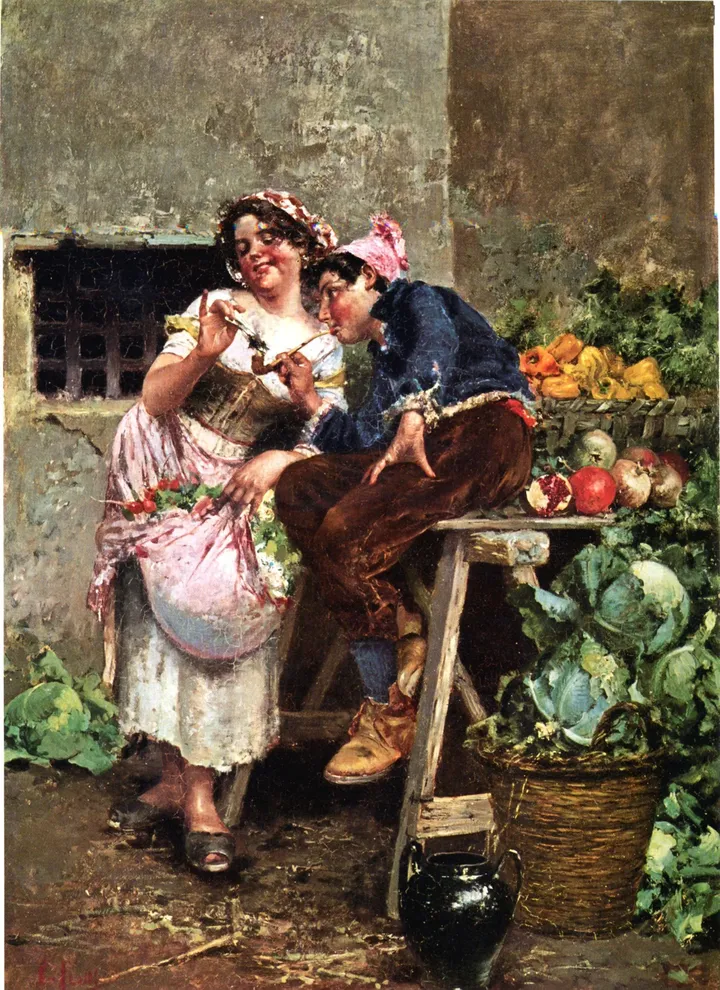 Vincenzo Irolli, Idillio, 1897 circa - olio su tela, 65 x 47 cm