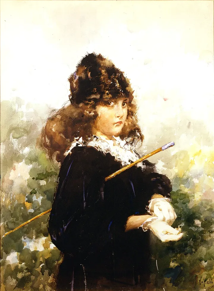 Vincenzo Irolli, L’amazzone - acquerello su carta, 85 x 65 cm