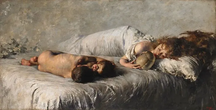 Vincenzo Irolli, Chiaroscuro - Meriggio, 1887 - olio su tela, 117 x 227 cm