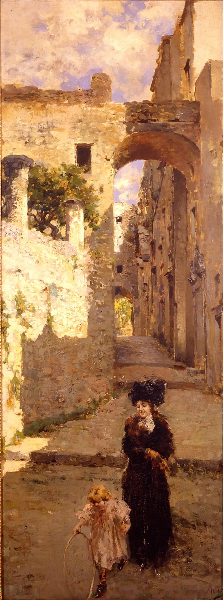 Vincenzo Irolli, Il cerchio - Grippaudo - olio su tela, 170 x 66 cm