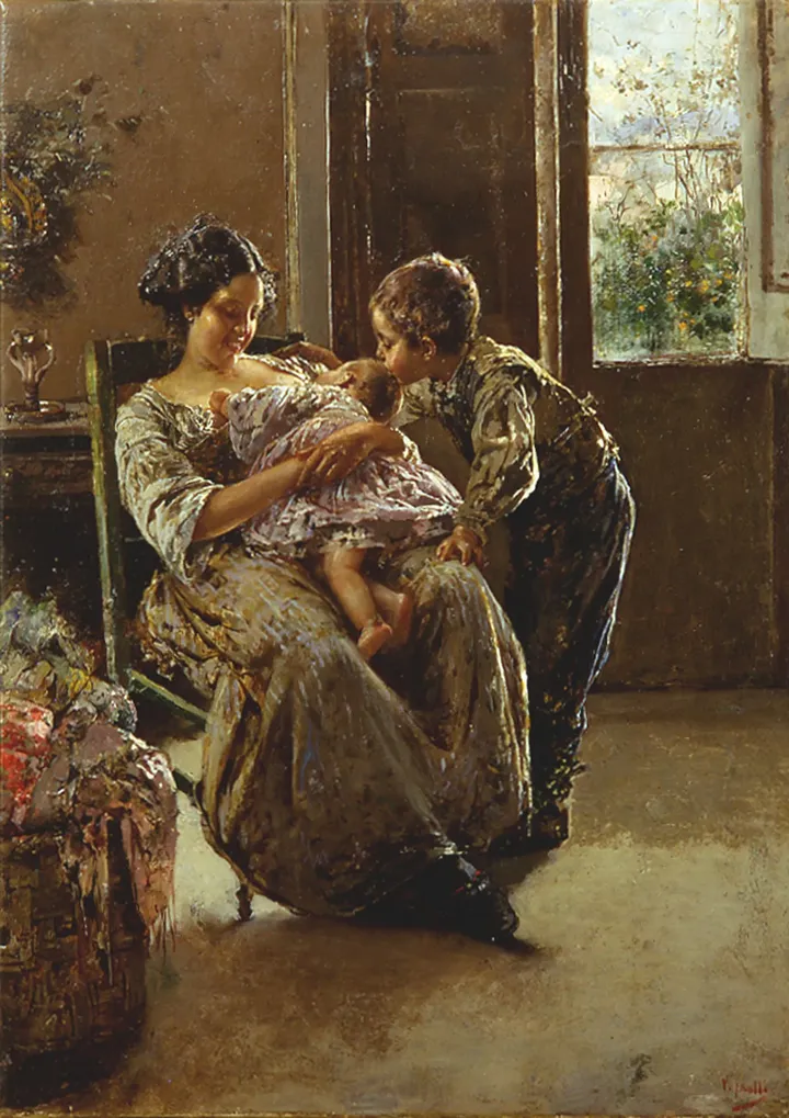 Vincenzo Irolli, Il bacio - olio su tela, 54 x 39 cm