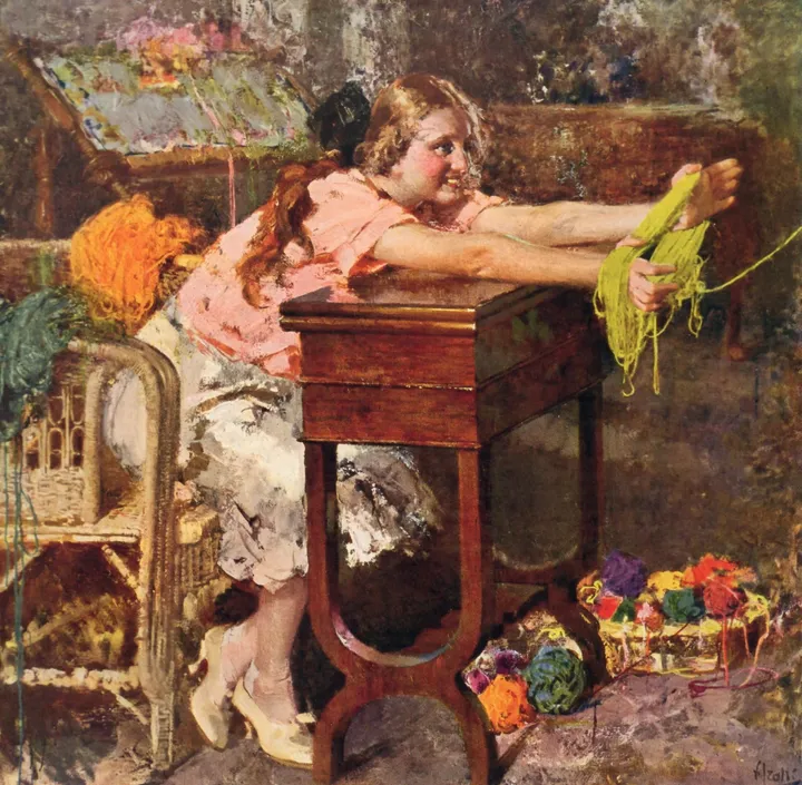 Vincenzo Irolli, Il bandolo, 1924 - olio su tela, 47 x 47 cm