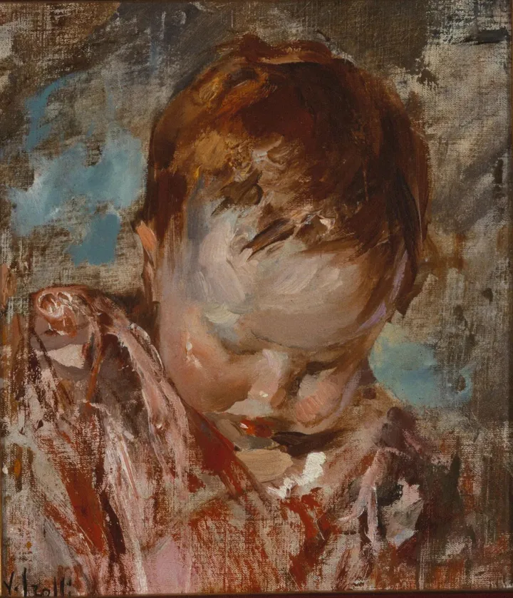 Vincenzo Irolli, Testa di bimbo olio su tela, 34 x 30 cm