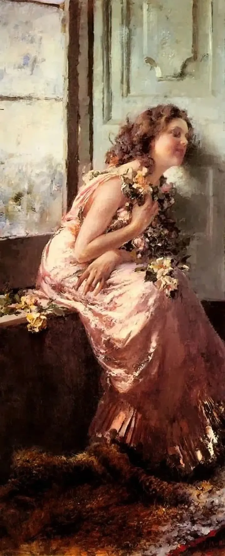 Vincenzo Irolli, Reverie - olio su tela, 81 x 34  cm